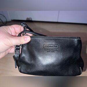 Coach Black Leather Wristlet Purse
